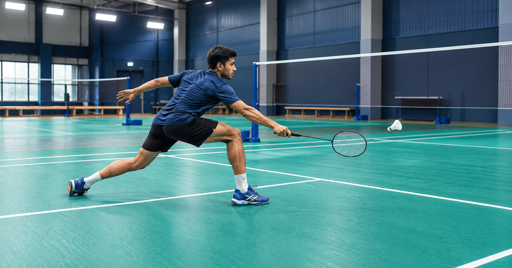 Badminton court with professional sports flooring