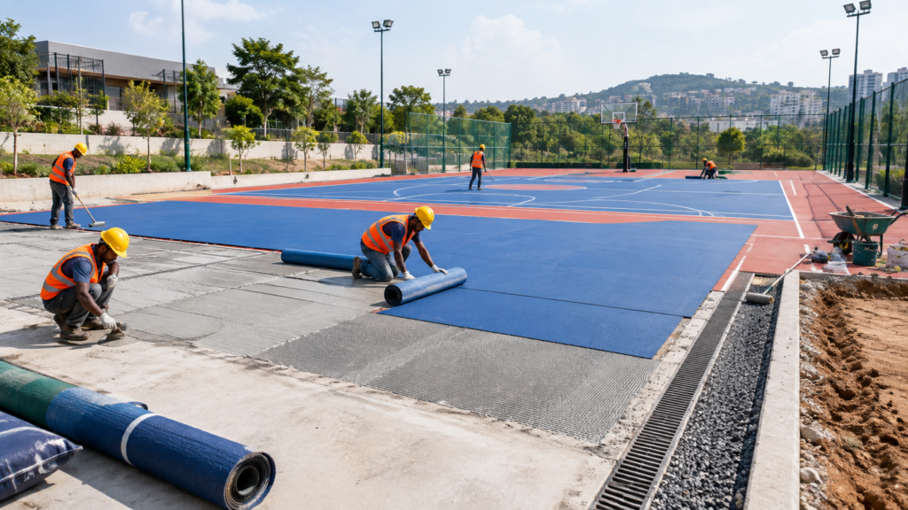 Sports court construction and flooring installation